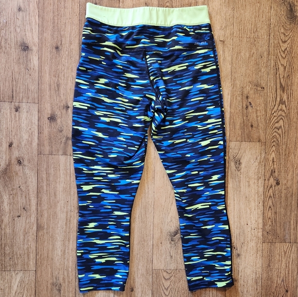 Nike Dri Fit Cropped Legging Size Small Blue Neon Camo - Picture 3 of 5